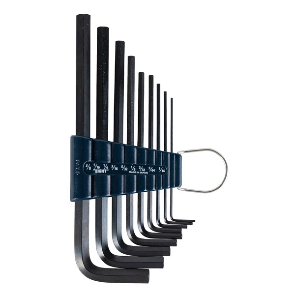 Eight Tool HEX KEY L-HANDLE LONG SET, 9PC 1/16-3/8INCH BLK 008-S9Z - main